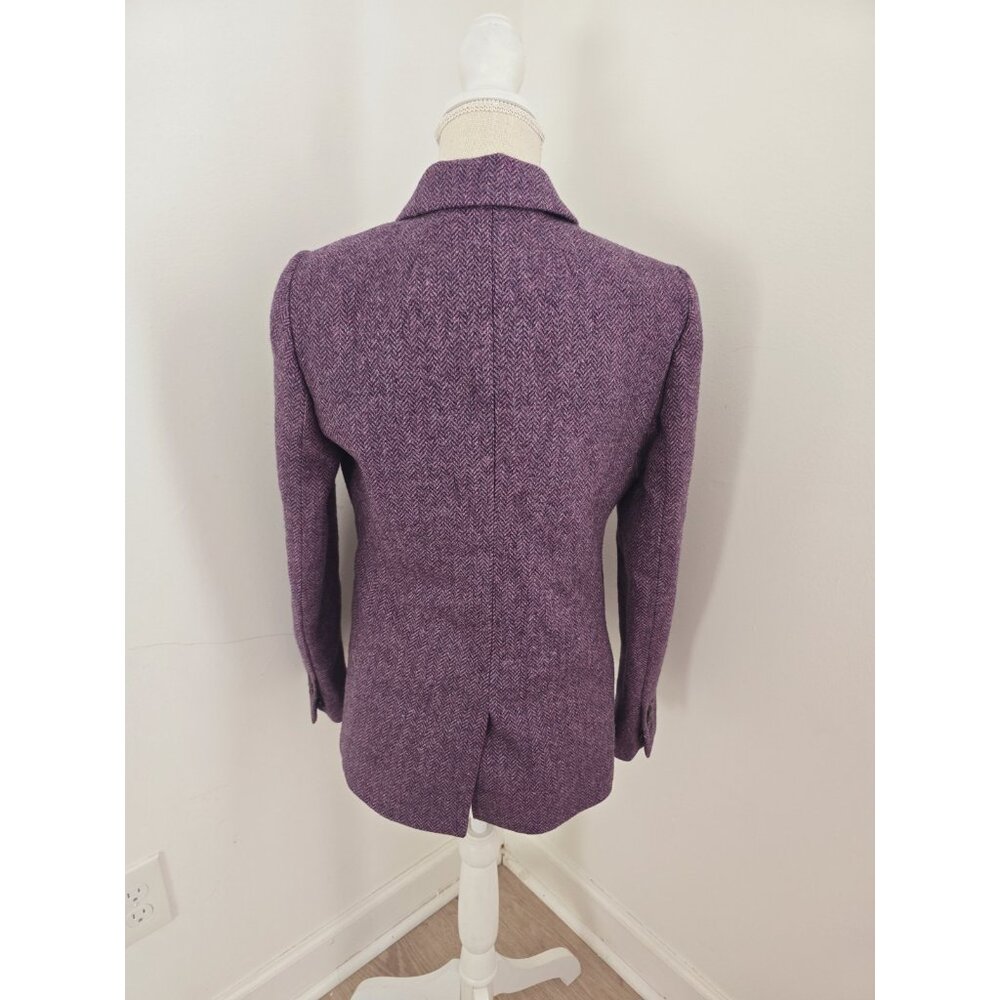 J. Crew Parke Wool Purple Herringbone Womens 2 Pc Suit Set Blazer Pants 6 S - Picture 5 of 12
